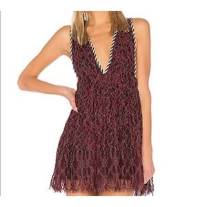 NBD Revolve Starry Night Burgundy Lace Mini Dress Party Cocktail Size‎ S